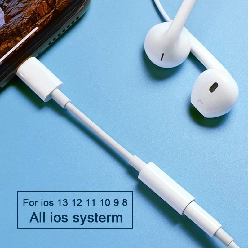 for iPhone 14 13 12 11 XS - 3.5mm Aux Jack to 8 Pin Fast Headphone Adapter Cable
