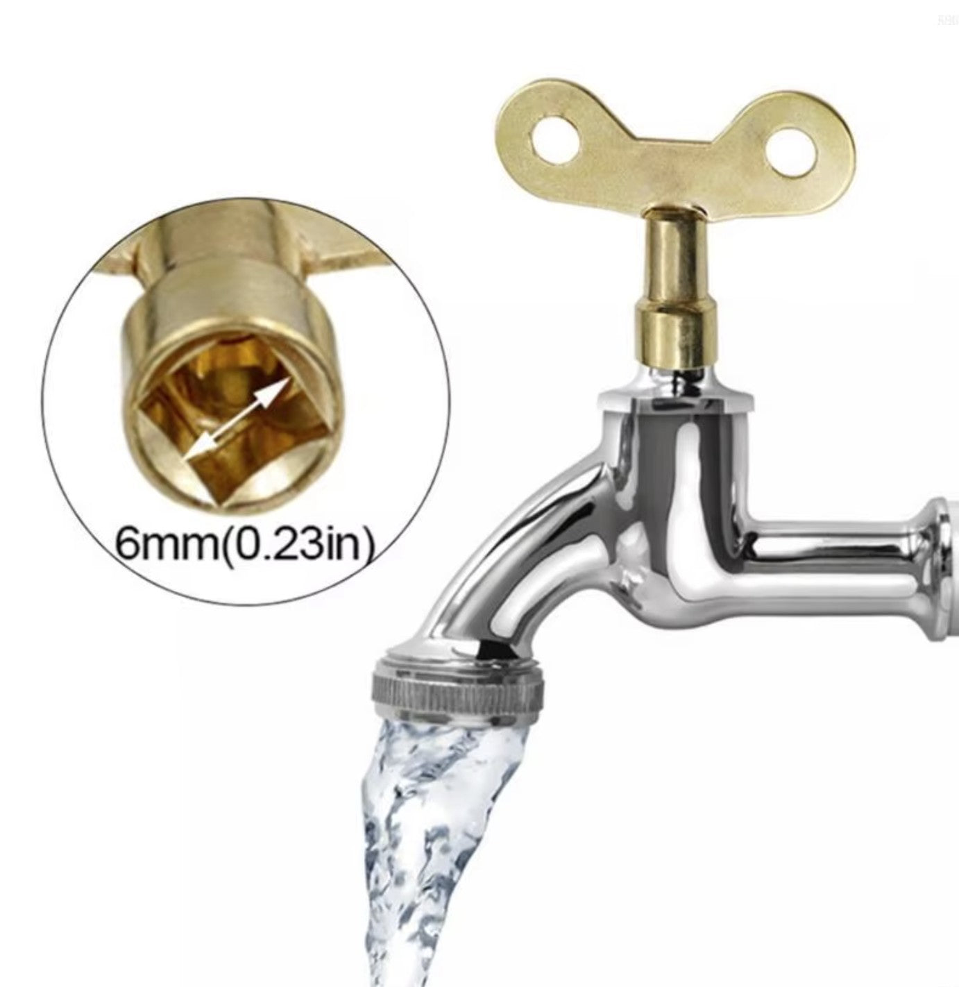 2x Iron Faucet Keys for 6mm Square Socket Valve Tap Bleeding Lock | FPC
