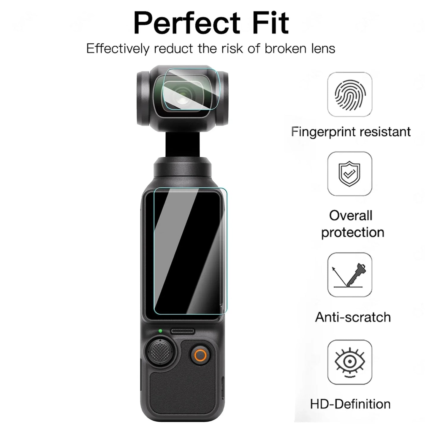 for DJI Osmo Pocket 3 Camera Lens & LCD - 9H Tempered Glass Screen Protector HD