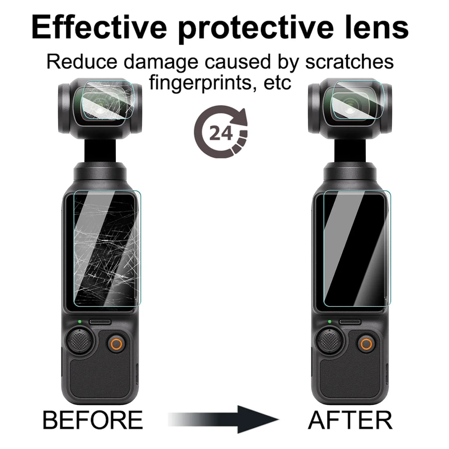 for DJI Osmo Pocket 3 Camera Lens & LCD - 9H Tempered Glass Screen Protector HD