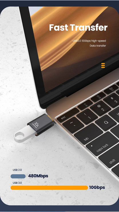 10A USB-C 3.0 Female to Standard USB A Male OTG Adapter Connector Converter