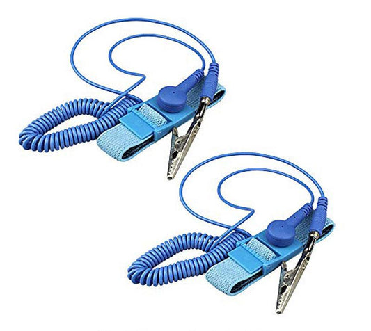 2x Blue Anti Static ESD Grounding Cord Adjustable Wrist Strap PC Phone Repairs