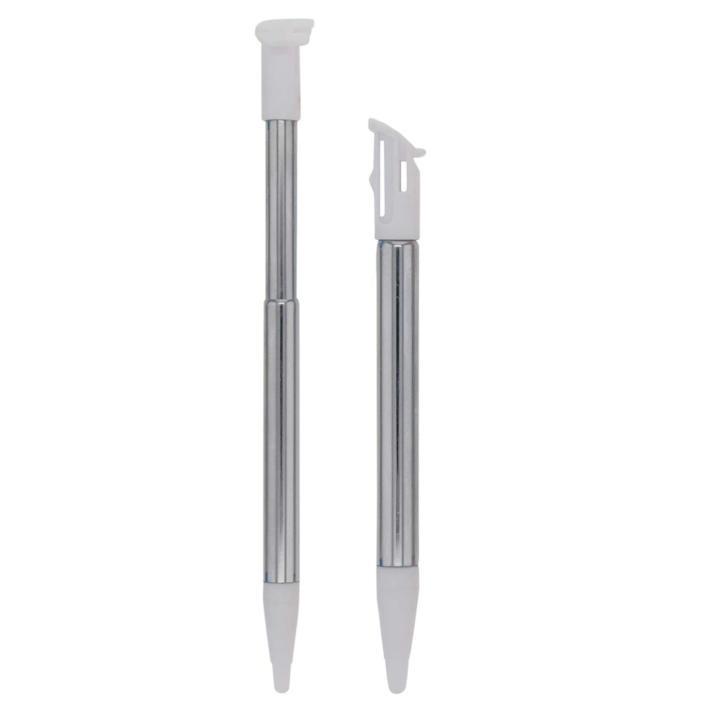 for Nintendo NEW 2DS XL - 2x White Metal Retractable Extendable Stylus Pens |FPC
