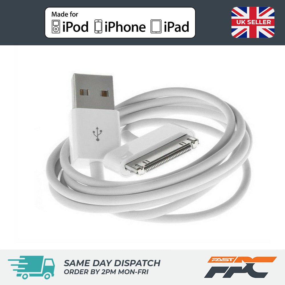 for iPhone iPad iPod Classic - 1m Old Type USB Charger Data Sync Cable Lead 30p