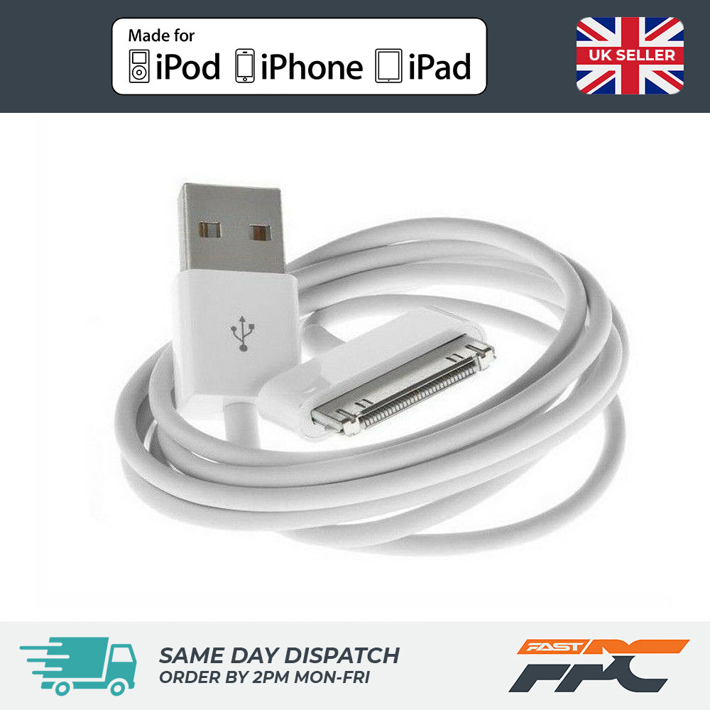 for iPhone iPad iPod Classic - 1m Old Type USB Charging Data Sync Cable Lead 30p