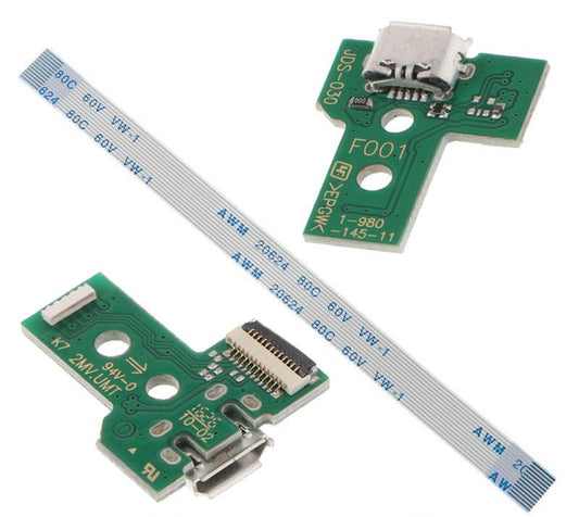JDS-030 PS4 Controller USB Power Charger Port PCB & Flex Ribbon Cable | FPC