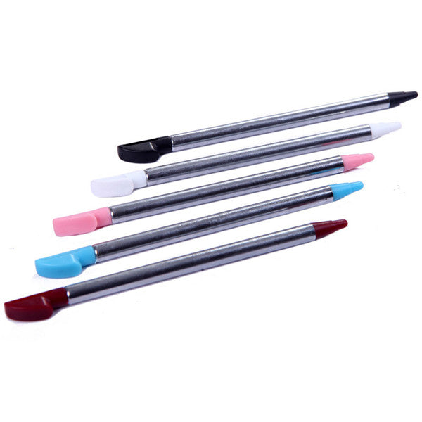 -for Nintendo 3DS XL -5 Pack Coloured Silver Metal Retractable Stylus Touch Pens