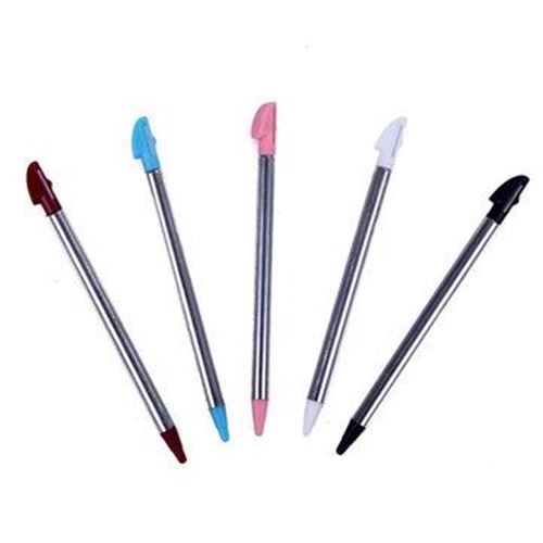 -for Nintendo 3DS XL -5 Pack Coloured Silver Metal Retractable Stylus Touch Pens