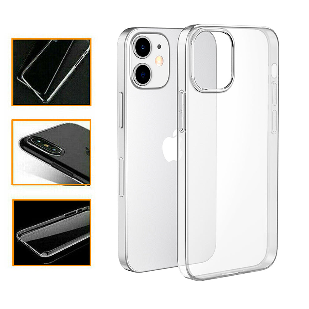 for iPhone 15 14 13 12 11 XS XR SE - Clear Hard Plastic Clip on Back Case Cover