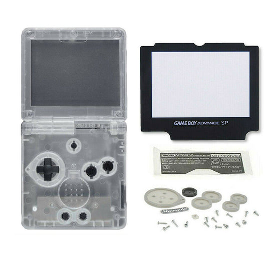 for Gameboy Advance SP - Clear Replacement Full Housing Shell & Lens | FPC