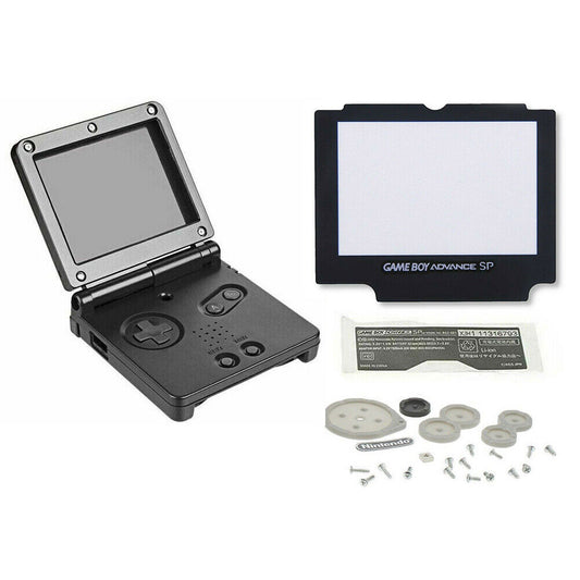 for Gameboy Advance SP - Black Full Housing Shell & Lens Replacement | FPC