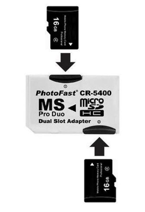 Dual Micro SD to PRO DUO Memory Stick Adapter for PSP 1003 1004 2003 2004 3003