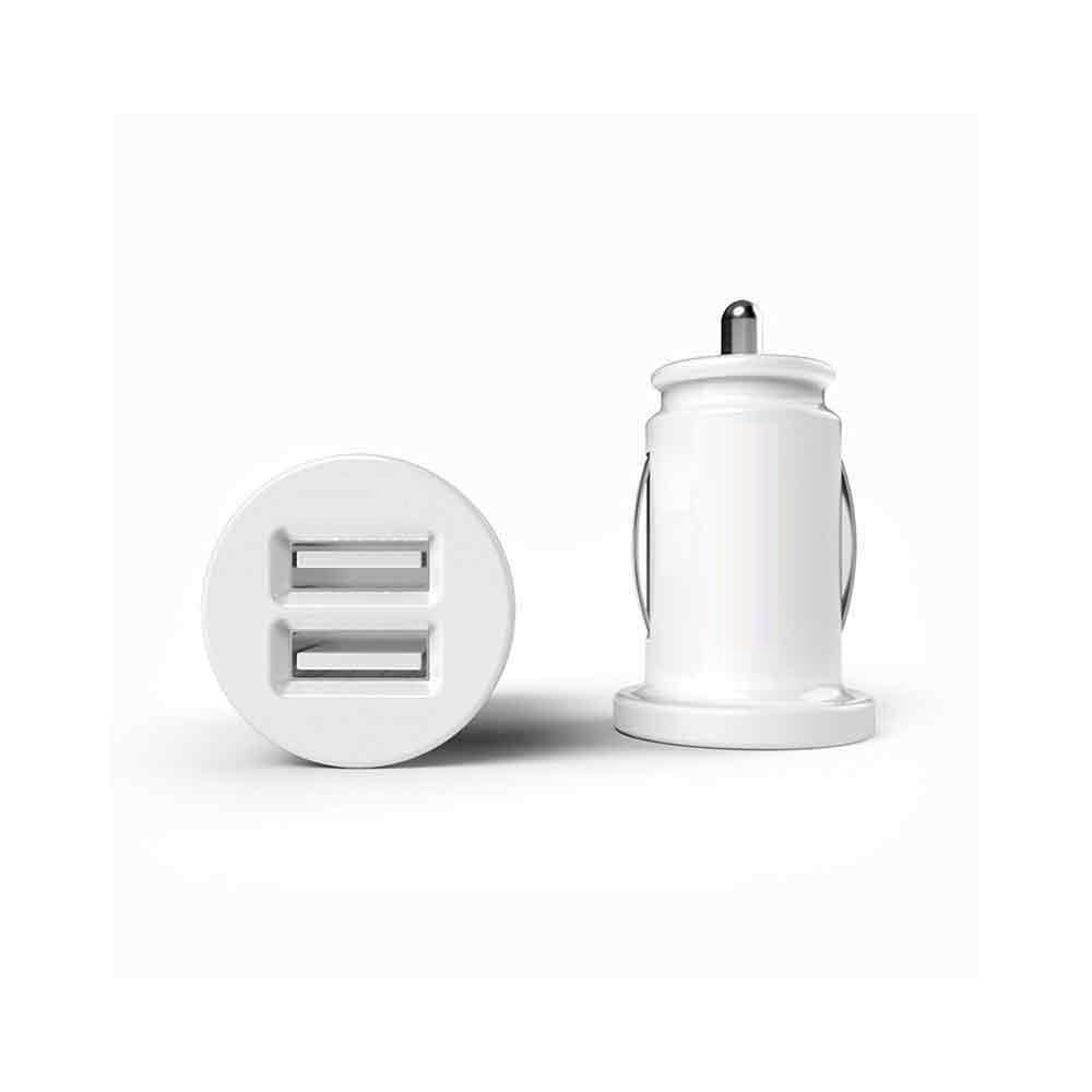 White 2.1A Dual Twin 2 Port USB 12v Universal Car Socket Lighter Charger Adapter