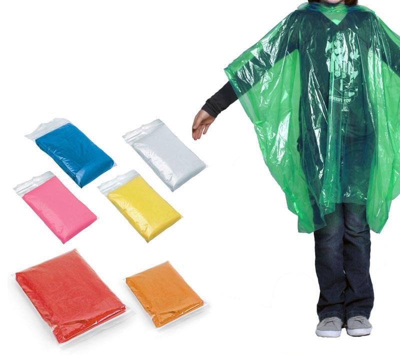Kids Children Size Coloured Waterproof Hooded Rain Poncho Mac Coat Theme Parks