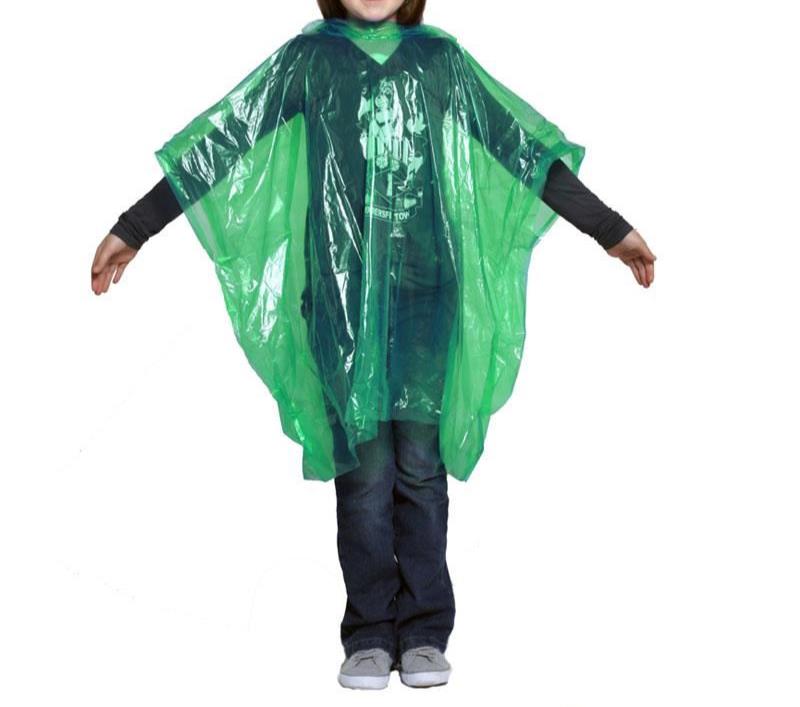 Kids Children Size Coloured Waterproof Hooded Rain Poncho Mac Coat Theme Parks