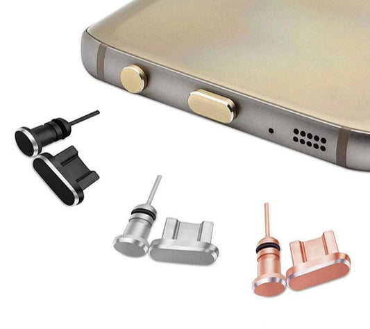 Metal Micro USB Charger & Ear Port Anti Dust Cover Plug Older Samsung Android