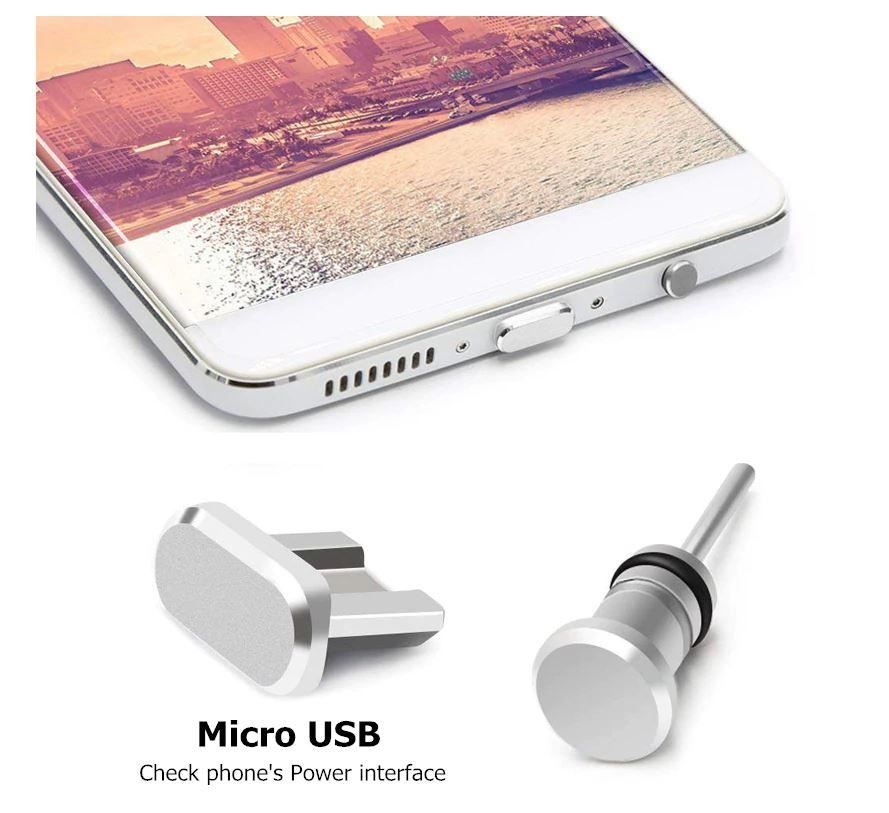 Metal Micro USB Charger & Ear Port Anti Dust Cover Plug Older Samsung Android
