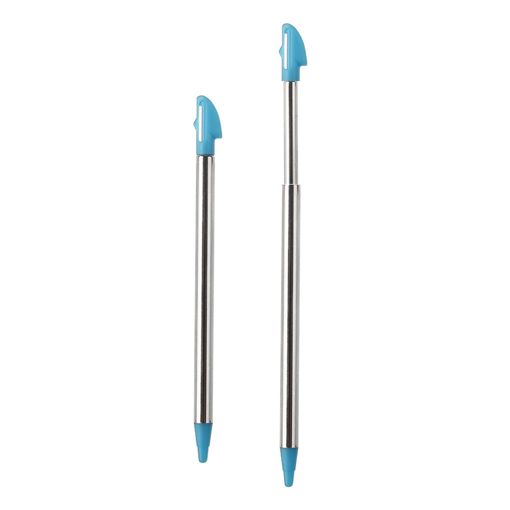 for Nintendo 3DS XL - 2 Light Blue Metal Retractable Extendable Stylus Pens