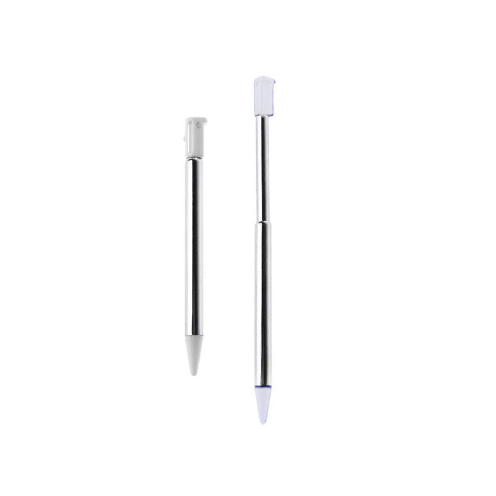 for Nintendo 3DS - 2 White Metallic Retractable Extendable Stylus Pens | FPC