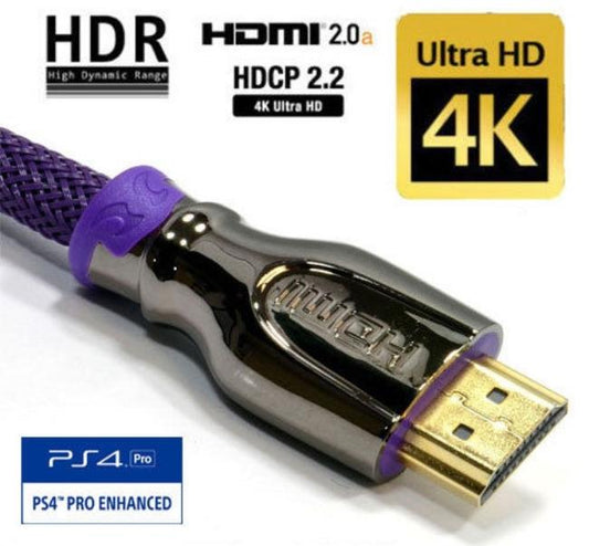 2M PRO Braided HDMI 2.0a Cable Lead 4K HDR Ultra UHD 3D 2160p for PS4 Xbox Sky