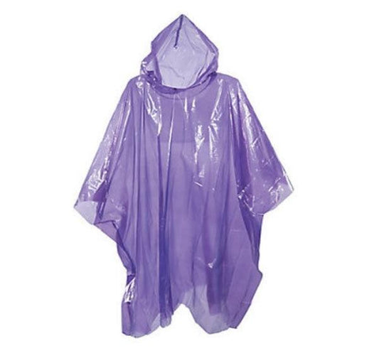 Purple Waterproof Hooded Individual Rain Poncho Mac Coat Festivals Theme Parks