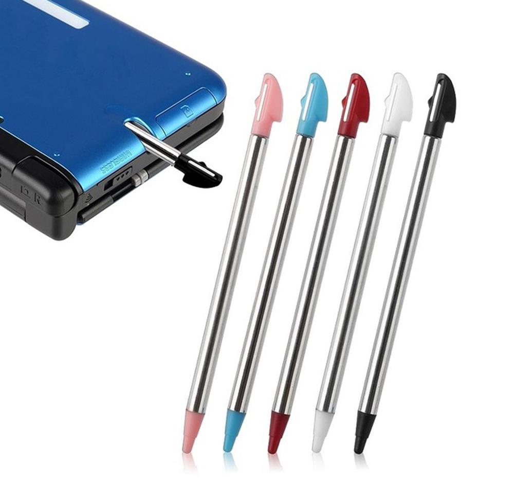 -for Nintendo 3DS XL -5 Pack Coloured Silver Metal Retractable Stylus Touch Pens