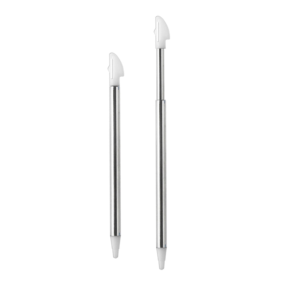 for Nintendo 3DS XL - 2 White Metal Retractable Extendable Stylus Touch Pens