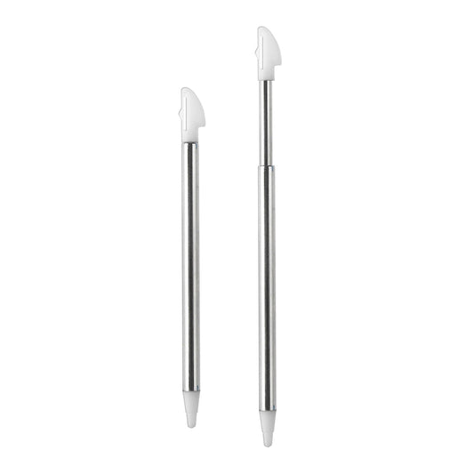 for Nintendo 3DS XL - 2 White Metal Retractable Extendable Stylus Touch Pens