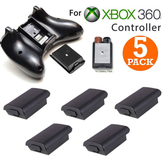 5x Black Xbox 360 Controller AA Battery Holder Shell Back Door Cover