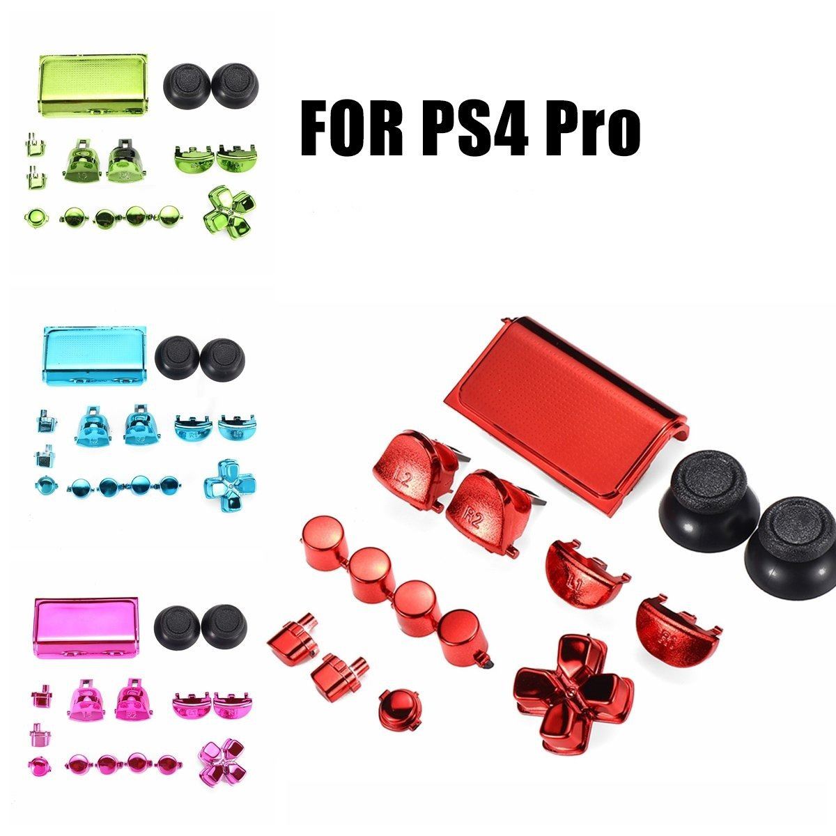 for Playstation 4 Pro - Chrome Pl. Buttons Mod Kit for 040 V2 Controller | FPC