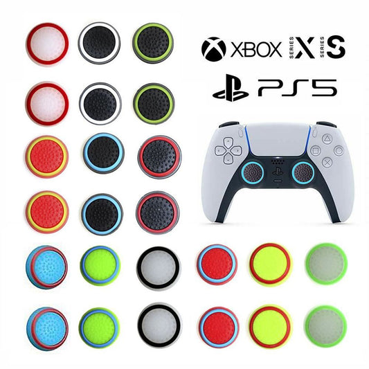 for PS5 / Xbox Series X - 2x Striped Silicone Thumb Stick Grip Cover | FPC