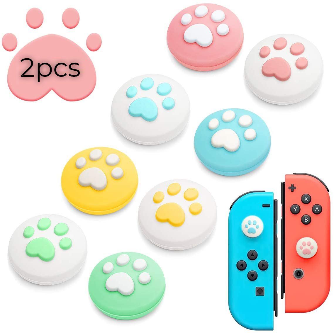 for Switch | Lite | OLED - Dog Paw Silicone Thumb Stick Grip Cover Caps
