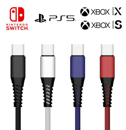 for PS5 / Xbox Series X / Switch - Coloured USB TYPE C Power Cable Lead USB-C