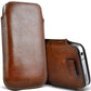 for iPhone 14 13 12 11 XS XR X 8 7 - Soft Faux Leather Pull Tab Pouch Case | FPC