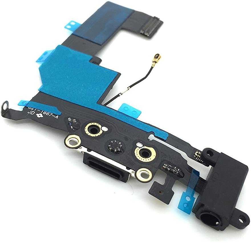 for Apple iPhone 5S - Black USB Charging Port Mic Headphone Jack Flex | FPC