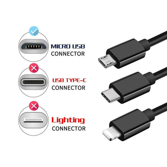 For Xbox One PS4 Controllers - 3m Long Black Micro USB Charging Lead Cable