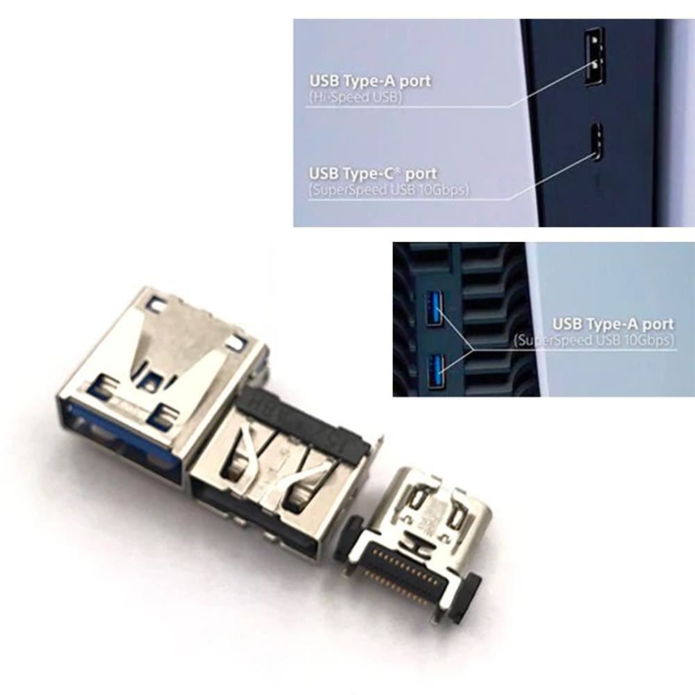 for Sony PS5 - Front Back 3.2 USB-C & TYPE-A Super-Speed 10Gbps USB Port | FPC