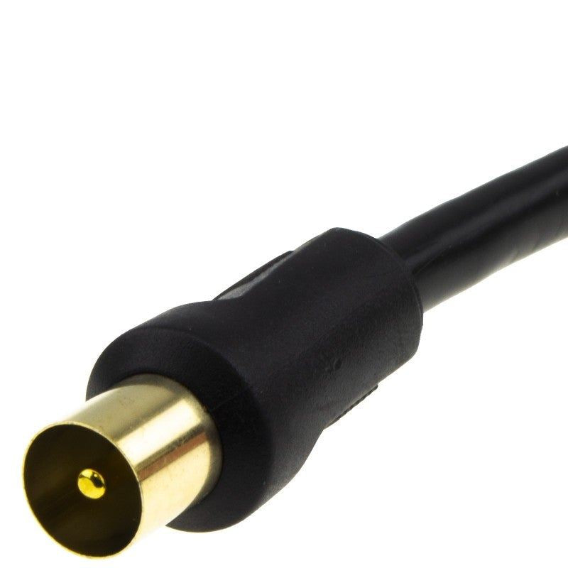 2m Black Coaxial TV Aerial Male-Male Cable Lead Gold Plated | FPC