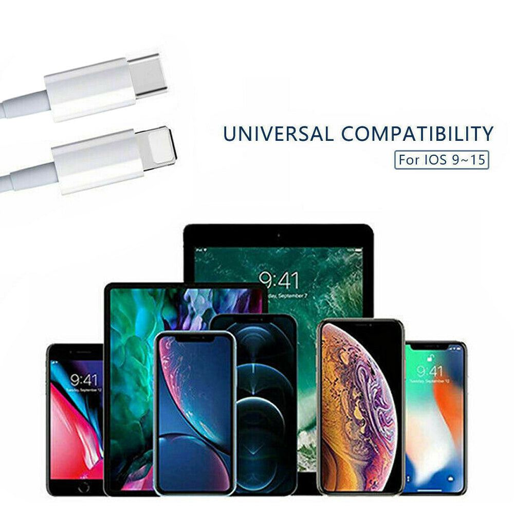 for iPhone 14 13 12 11 XS XR X SE 8 7 - USB TYPE-C to Fast Charger Cable Lead
