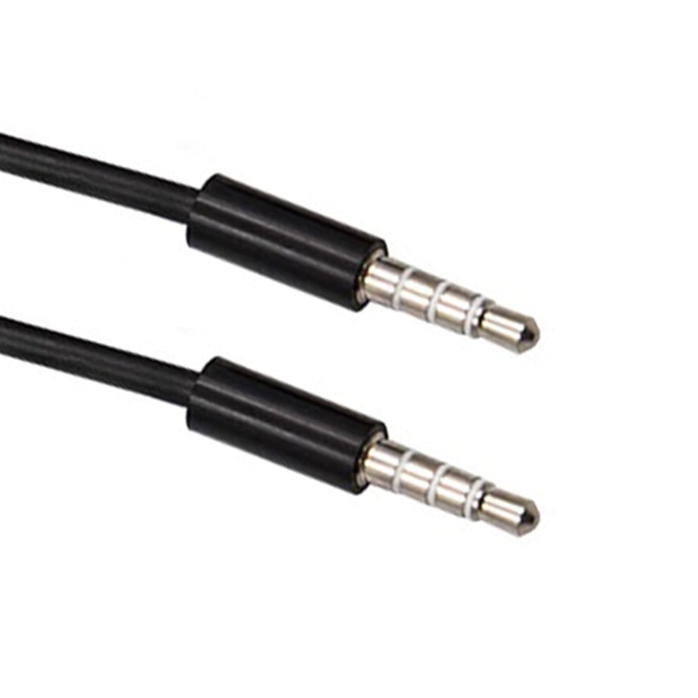 1m PRO Black 4 Pole 3.5mm Jack Male to Male Stereo Audio AUX Cable | FPC