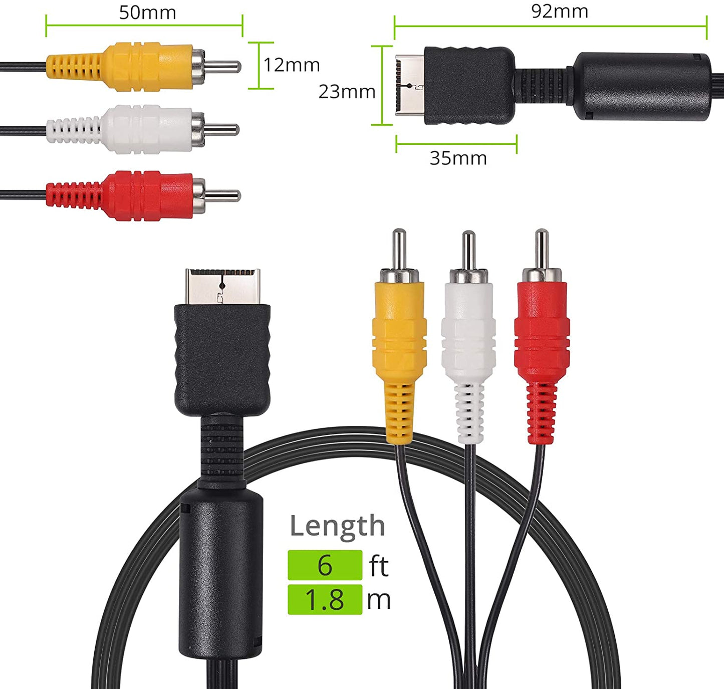 for Sony PS1 / PS2 / PS3 - RCA Audio Video AV Cable TV Lead Composite | FPC