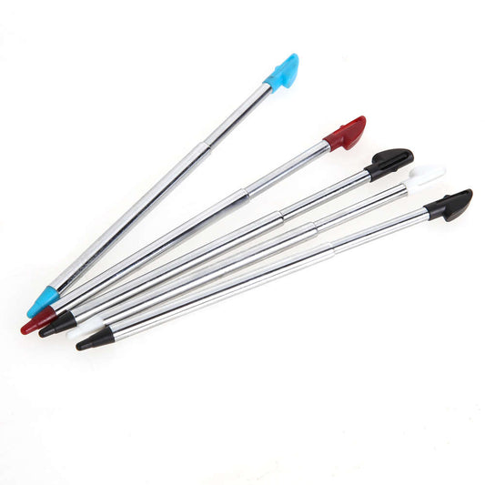 -for Nintendo 3DS XL -5 Pack Coloured Silver Metal Retractable Stylus Touch Pens