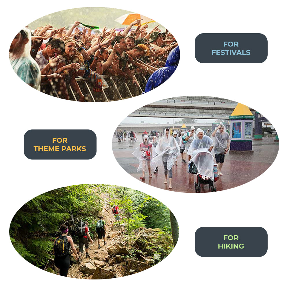 Clear Adult Disposable Emergency Theme Park & Festival Waterproof Rain Poncho