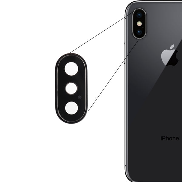 for iPhone X - Black Replacement Sapphire Glass Camera Lens & Housing | FPC