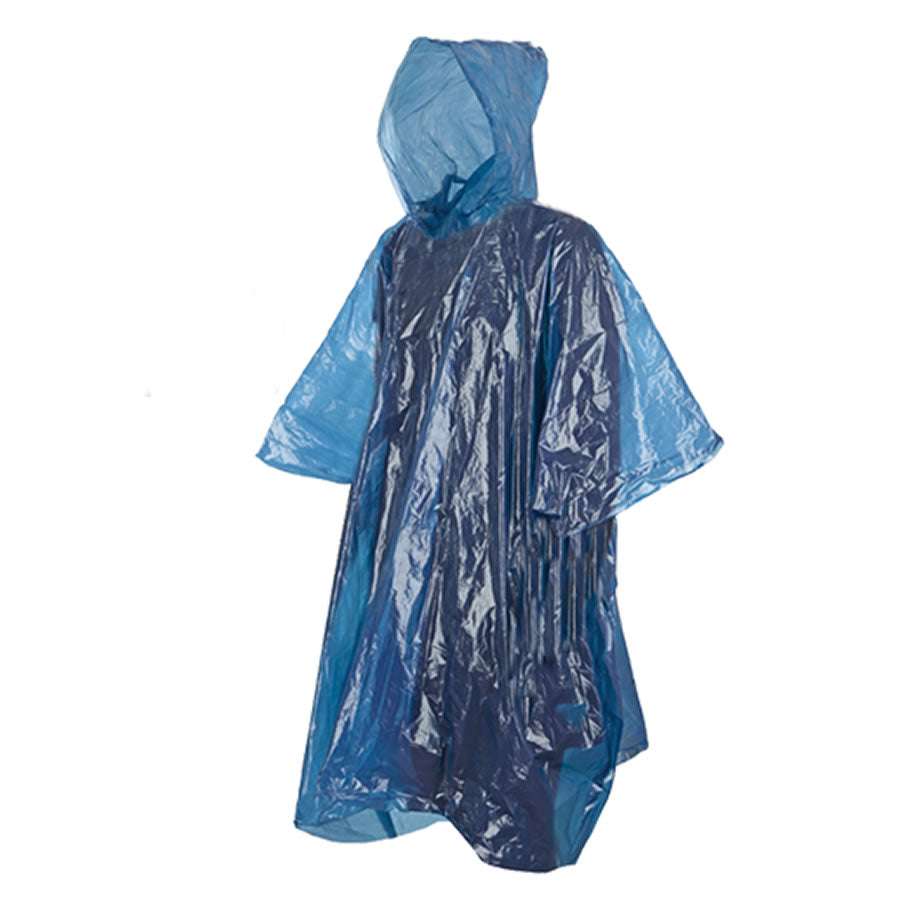 Blue Kids Child Disposable Waterproof Hooded Rain Poncho Mac Coat for Theme Park