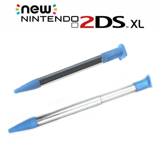 for Nintendo NEW 2DS XL - 2x Blue Metal Retractable Extendable Stylus Pens | FPC