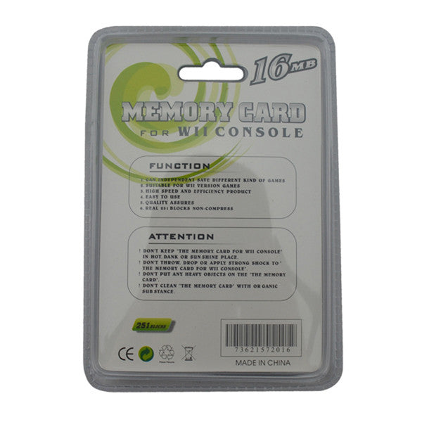 for Nintendo Wii / Gamecube - 16MB Memory Card 251 Blocks | FPC
