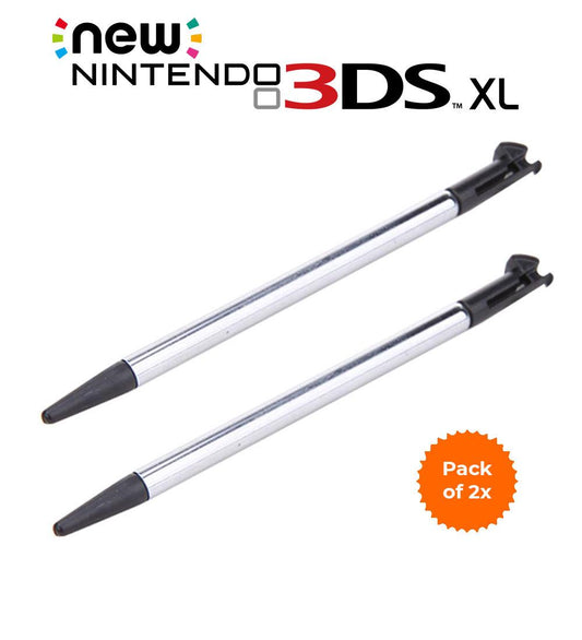 for Nintendo NEW 3DS XL - 2x Black Metal Extendable Stylus Touch Pens | FPC