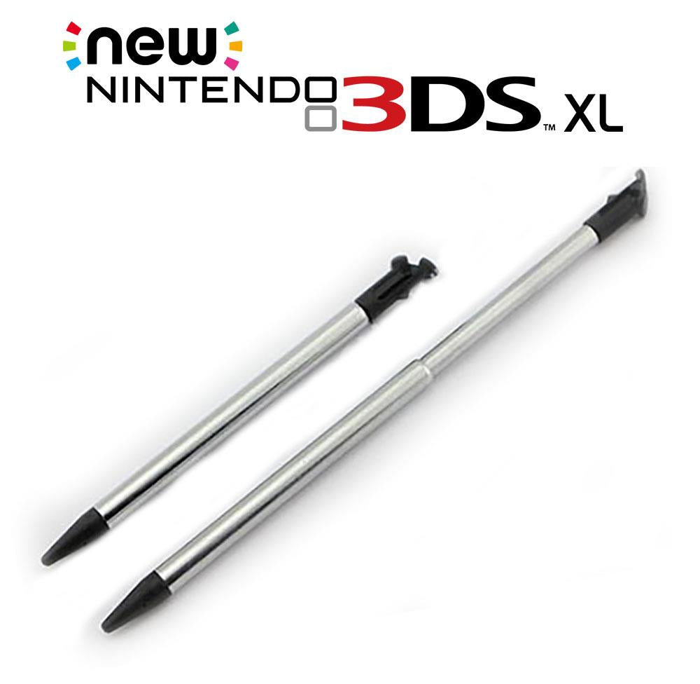 for Nintendo NEW 3DS XL - 2x Black Metal Extendable Stylus Touch Pens | FPC