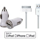 White Small 12v USB Car Charger & OLD TYPE 30 pin iPhone Sync Lead | FPC